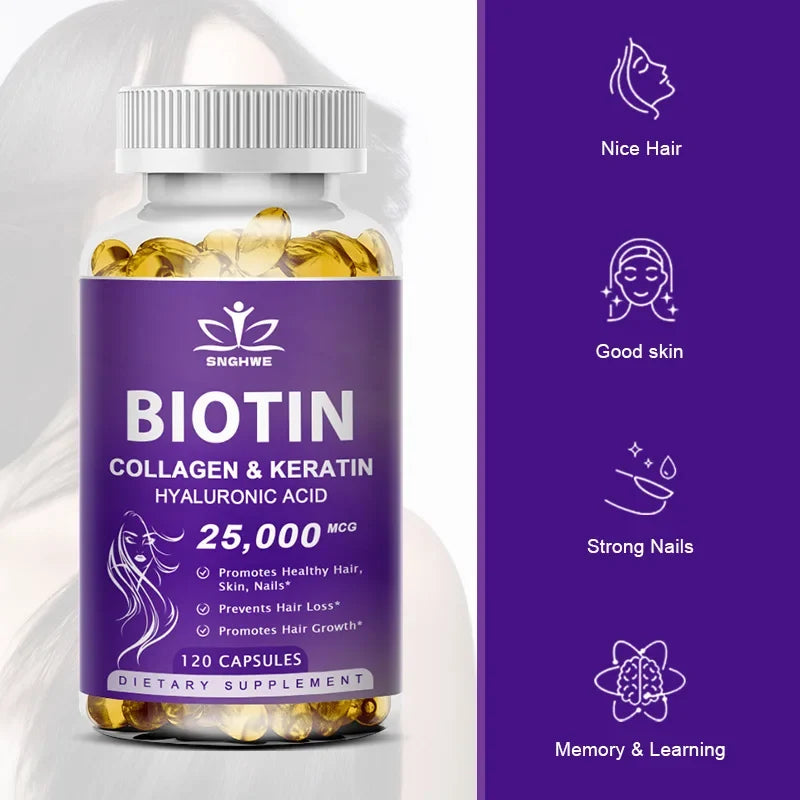 Biotin Collagen & Keratin capsules by Silcy Skin in a purple bottle on Tampa Home & Garden Store