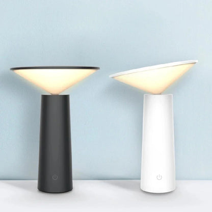 Smart touch sensor table lamp pair in black and white with conical LED shade and USB charging on Tampa Home & Garden Store