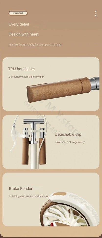 Foldable Kick Scooter UpTrend Deals tan TPU handle grips, detachable clip, brake fender on Tampa Home & Garden Store