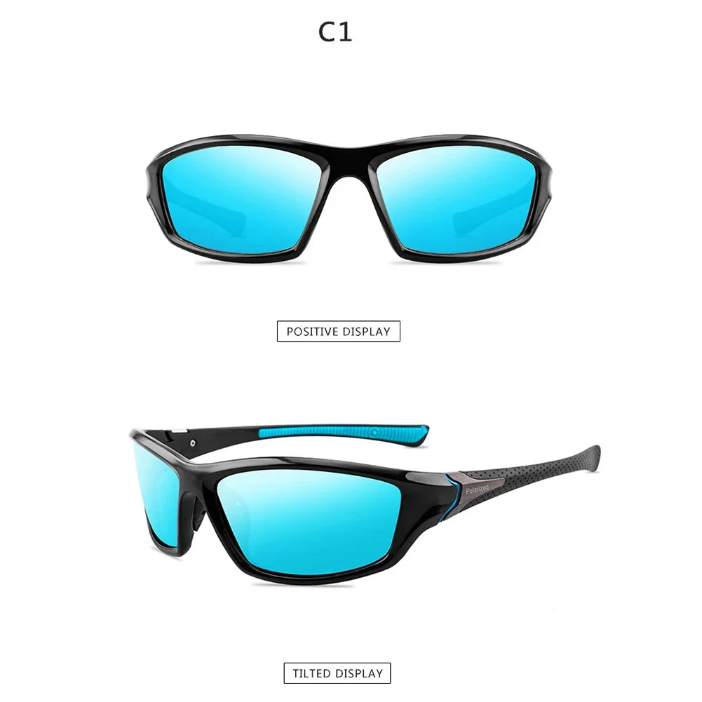 BikerZoneZ polarized sunglasses outdoor sports UV400 with blue mirrored lenses in black frame on Tampa Home & Garden Store