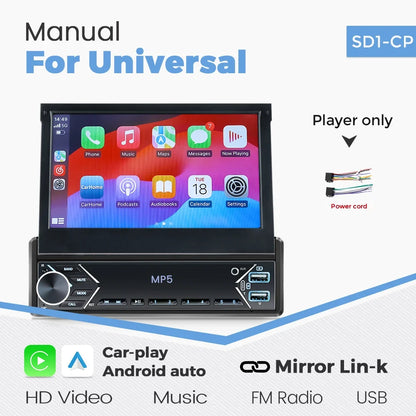 1-DIN 7-inch retractable car stereo with touch screen MP5 CarPlay on Tampa Home & Garden Store