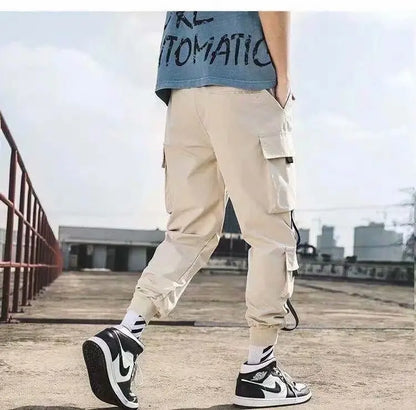 Men's cargo joggers beige with multiple cargo pockets and cuffed ankles UpTrend Deals on Tampa Home & Garden Store