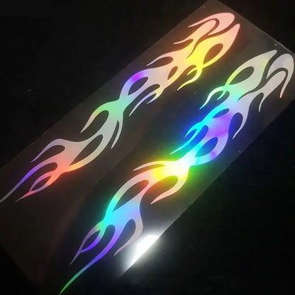 Motorcycle reflective flame stickers waterproof holographic rainbow strip BikerZoneZ on Tampa Home & Garden Store