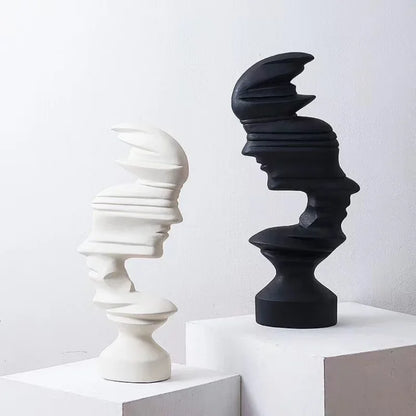 25cm modern abstract face sculpture pair by Perfecsy white and black decor on Tampa Home & Garden Store