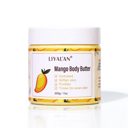 Mango Body Butter LIYALAN in yellow jar, 200 g / 7 oz hydrating moisturizer on Tampa Home & Garden Store