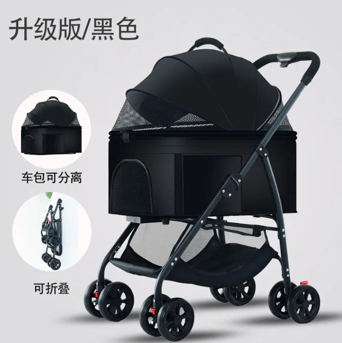 Pet Zen 3-in-1 black pet stroller with removable carrier for dogs up to 55 lbs on Tampa Home & Garden Store