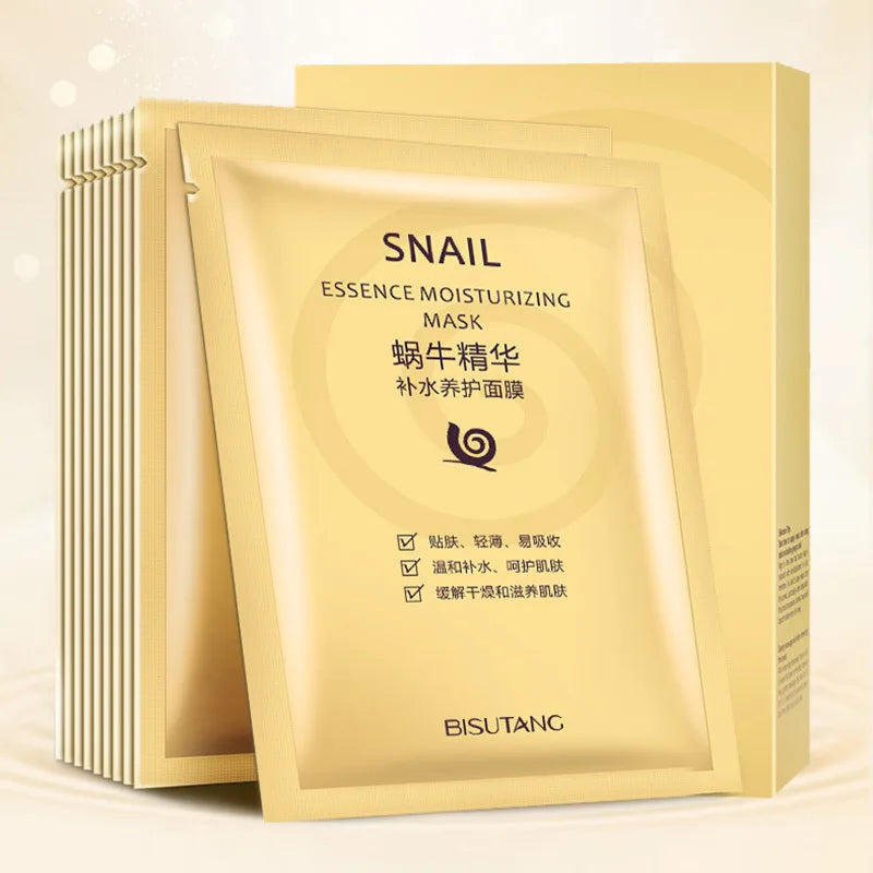 Snail essence moisturizing mask 10pcs Silcy Skin anti-aging whitening masks gold packaging on Tampa Home & Garden Store