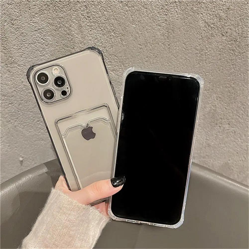 Transparent Card Slot Case For Iphone With Holder