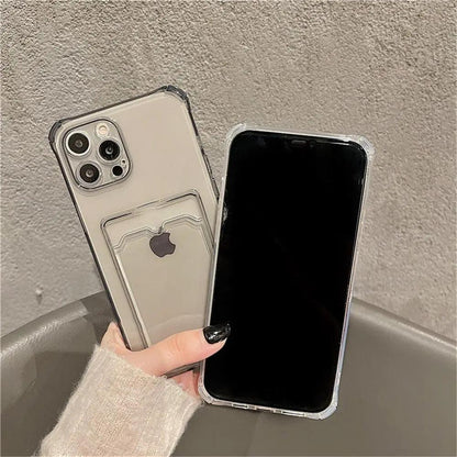 Transparent Card Slot Case For Iphone With Holder