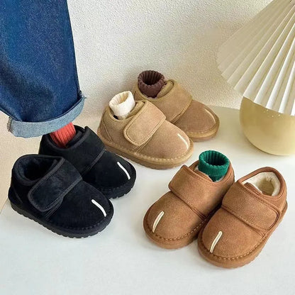 Kids Winter Snow Boots, 4 pairs, black tan faux suede with plush lining and anti-slip soles on Tampa Home & Garden Store