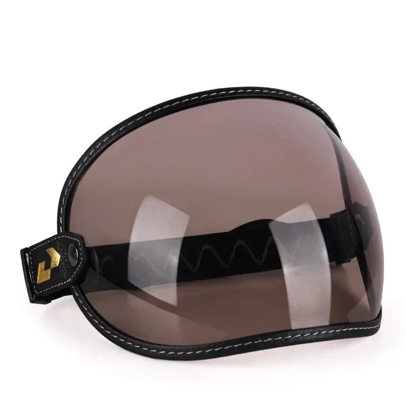 AeroShield Motorcycle Goggles by BikerZoneZ with brown tinted lens and black stitched strap on Tampa Home & Garden Store