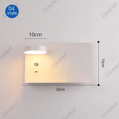 Perfecsy LED wall light with switch and USB, white fixture for corridors on Tampa Home & Garden Store