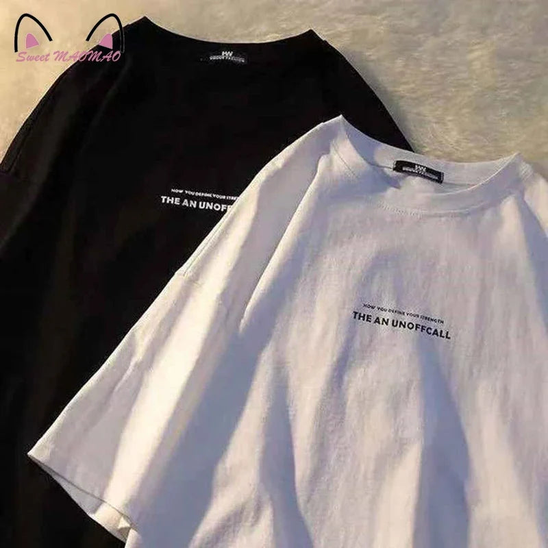 Men's Summer Letter Print T‑Shirt by UpTrend Deals in black and white with chest print two tees on Tampa Home & Garden Store