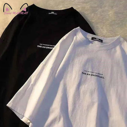 Men's Summer Letter Print T‑Shirt by UpTrend Deals in black and white with chest print two tees on Tampa Home & Garden Store