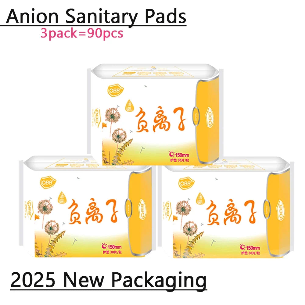 Anion sanitary pads, 3-pack (90 pcs), yellow-white packaging with OBB logo, 150mm on Tampa Home & Garden Store