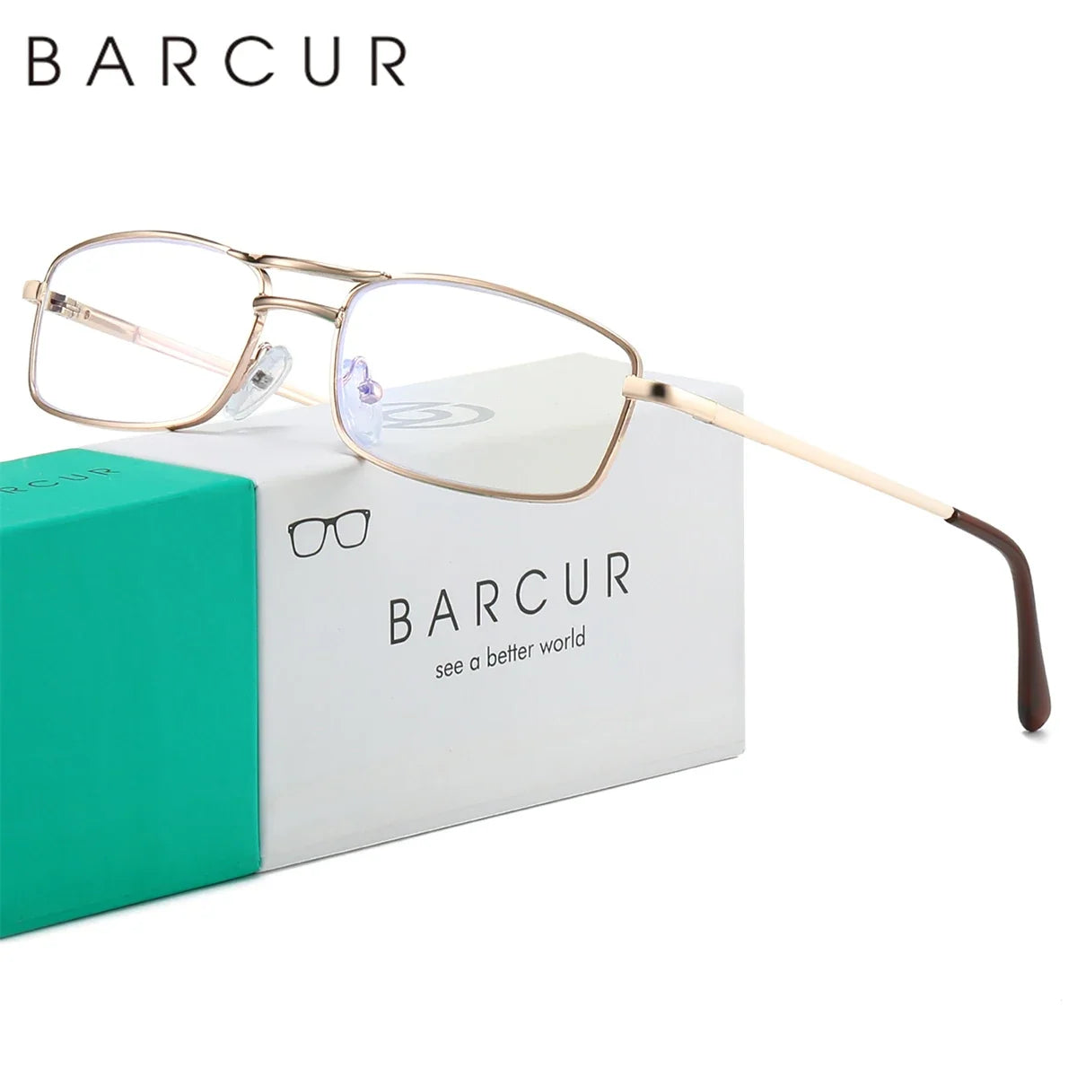 BARCUR ultra-light double-bar alloy rectangular reading glasses with transparent HD lenses on Tampa Home & Garden Store