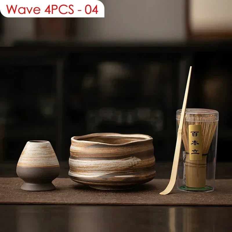 Perfecsy 4-piece Japanese matcha set with bamboo whisk, scoop, bowl and cup on Tampa Home & Garden Store