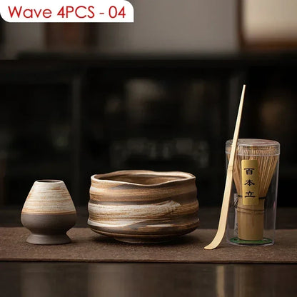 Perfecsy 4-piece Japanese matcha set with bamboo whisk, scoop, bowl and cup on Tampa Home & Garden Store