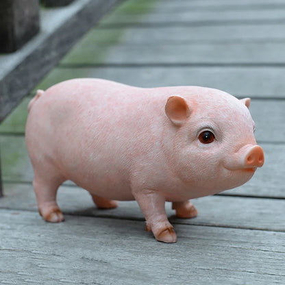 Cute pink piggy resin statue, Perfecsy garden decor for outdoor tabletop yard sculpture on Tampa Home & Garden Store