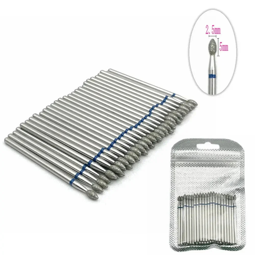 Diamond nail drill bit set 50pc by Silcy Skin with silver shanks and diamond heads blue bands on Tampa Home & Garden Store