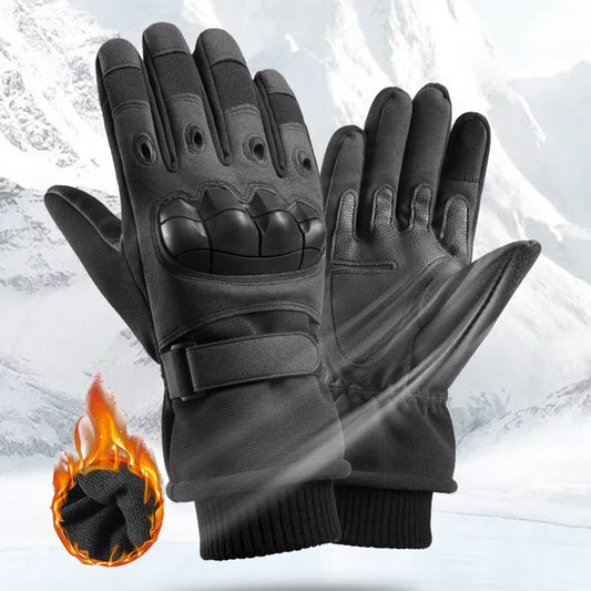 Winter windproof motorcycle gloves black with knuckle protection and adjustable wrist strap on Tampa Home & Garden Store