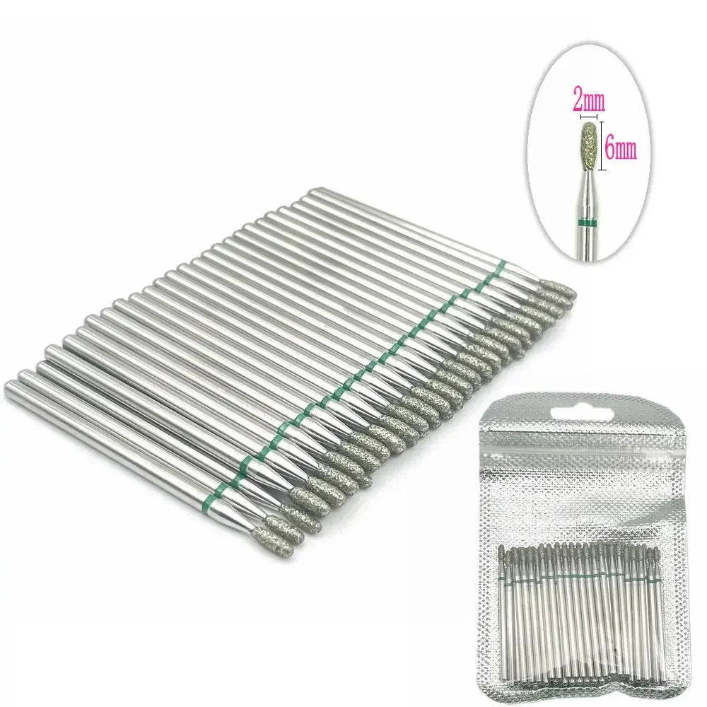 Silcy Skin 50pc diamond nail drill bit set with silver shanks and diamond tips for manicure on Tampa Home & Garden Store
