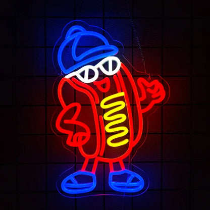 Game Led Neon Sign by Perfecsy, USB powered red cartoon character with blue hat wall decor on Tampa Home & Garden Store