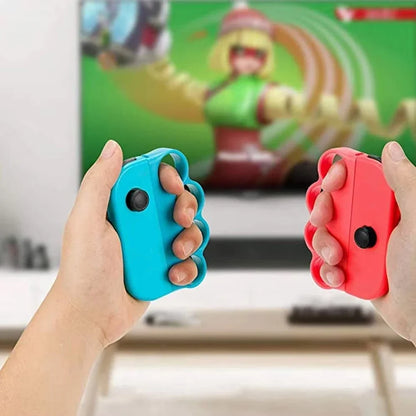 Pair Joy-Con grip controllers blue and pink for Switch with ergonomic finger grooves on Tampa Home & Garden Store