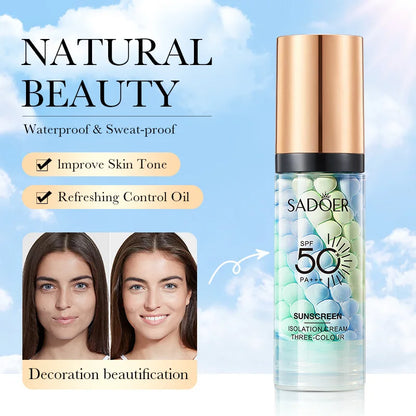 Silcy Skin face makeup primer tri-color cream contour isolation base waterproof SPF50 bottle on Tampa Home & Garden Store