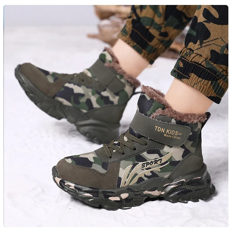 Kids Winter Snow Boots camouflage UpTrend Deals pair with plush lining and anti-slip sole on Tampa Home & Garden Store