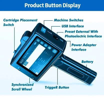 Portable handheld TIJ inkjet printer by UpTrend Deals with LCD display for logos and barcodes on Tampa Home & Garden Store