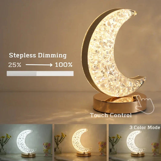 Crystal Touch LED Night Light – USB Dimmable Moon Lamp for Bedroom & Girls Room - Tampa Home & Garden Store