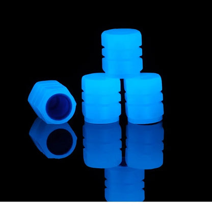 Luminous blue valve stem caps set of 5, dustproof by BikerZoneZ valvecaps on Tampa Home & Garden Store