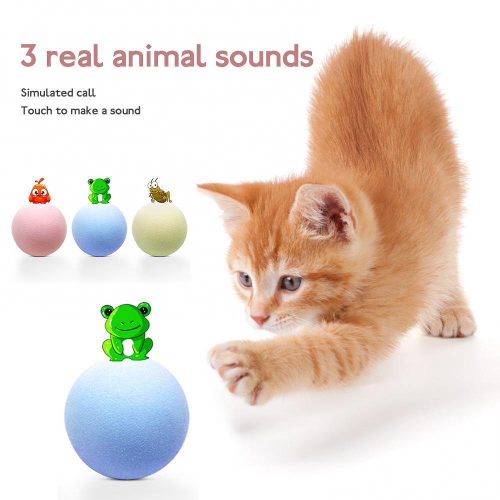 Stevvex interactive cat toy gravity ball set with 4 colorful balls and animal toppers real sounds on Tampa Home & Garden Store