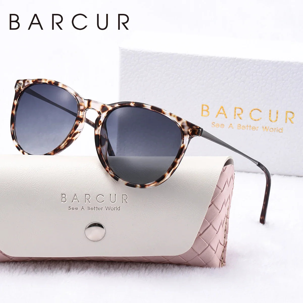 BARCUR sunglasses leopard print two-tone cat-eye with polarized UV400 gradient TAC lenses on Tampa Home & Garden Store