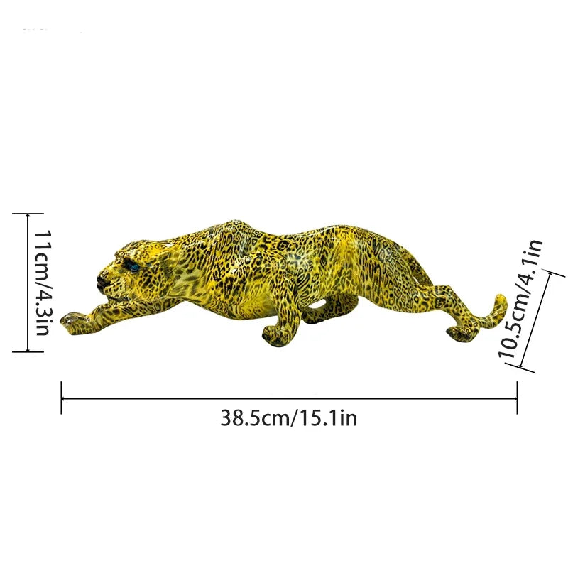 Perfecsy yellow leopard resin statue, sitting desk decor figurine for home office ornament on Tampa Home & Garden Store