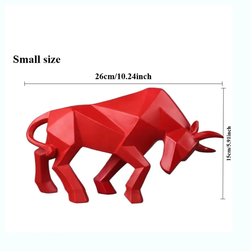 Red resin bull figurine by Perfecsy, Nordic modern geometric decor for home or office on Tampa Home & Garden Store