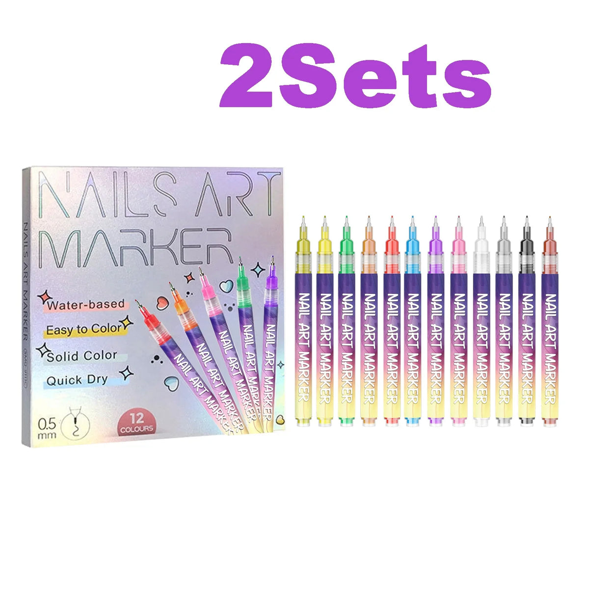 12pc nail art graffiti pen set by Silcy Skin, multi-color water-based drawing pens on Tampa Home & Garden Store