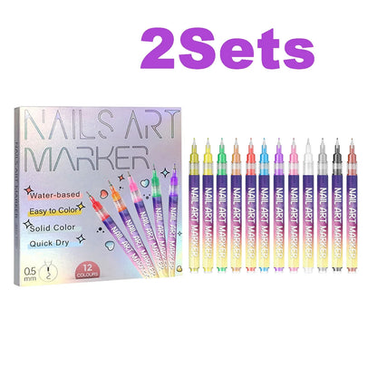 12pc nail art graffiti pen set by Silcy Skin, multi-color water-based drawing pens on Tampa Home & Garden Store