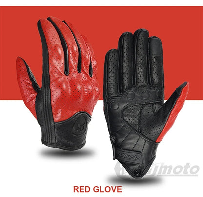 Leather Gloves Retro Biker red perforated leather motorcycle gloves by BikerZoneZ on Tampa Home & Garden Store
