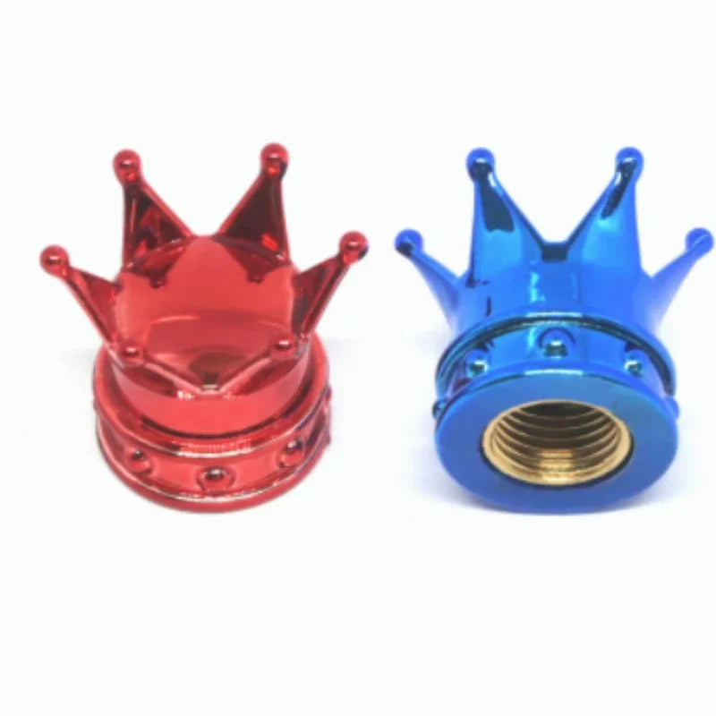 Valve stem caps two crown-shaped red and blue metal caps by BikerZoneZ on Tampa Home & Garden Store
