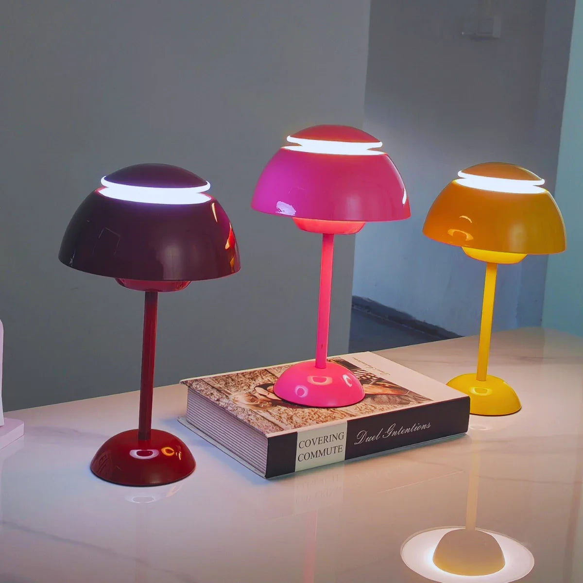 USB Touch Mushroom Table Lamp | Tri Color Dimmable LED Bedside Night Light