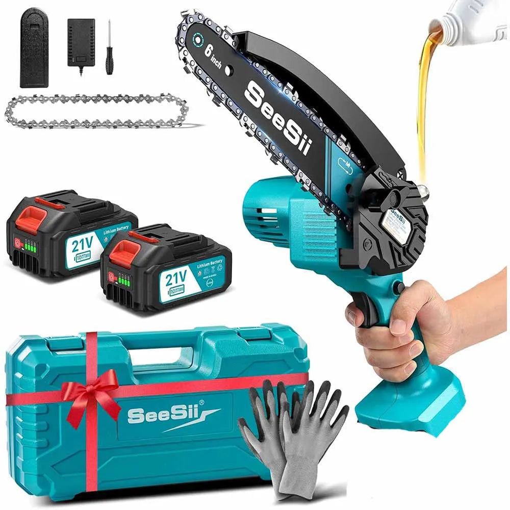 Seesii 6 Inch Cordless Chainsaw and Pruning Saw