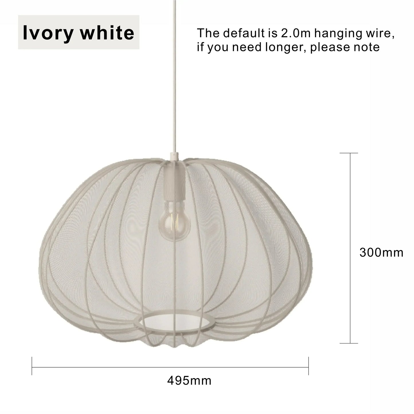 DecorBites LED Art Chandelier pendant light with ivory white pleated mesh shade on Tampa Home & Garden Store