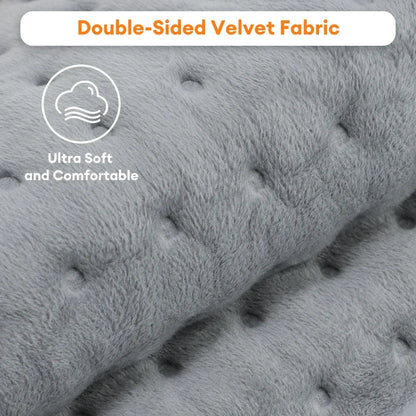 Electric heating pad in gray double-sided velvet fabric with tufted texture on Tampa Home & Garden Store