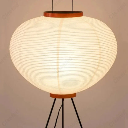 Perfecsy LED Rice Paper Floor Lamp with white round shade, tripod stand on Tampa Home & Garden Store