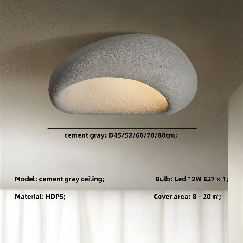 DecorBites Khmara E27 cement gray ceiling light, round Nordic Wabi Sabi living room decor on Tampa Home & Garden Store