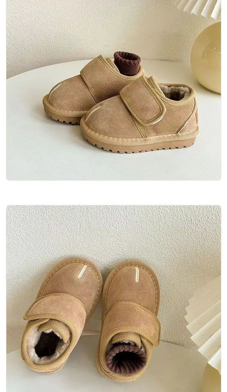 Kids Winter Snow Boots UpTrend Deals tan faux suede with plush lining and anti slip sole on Tampa Home & Garden Store