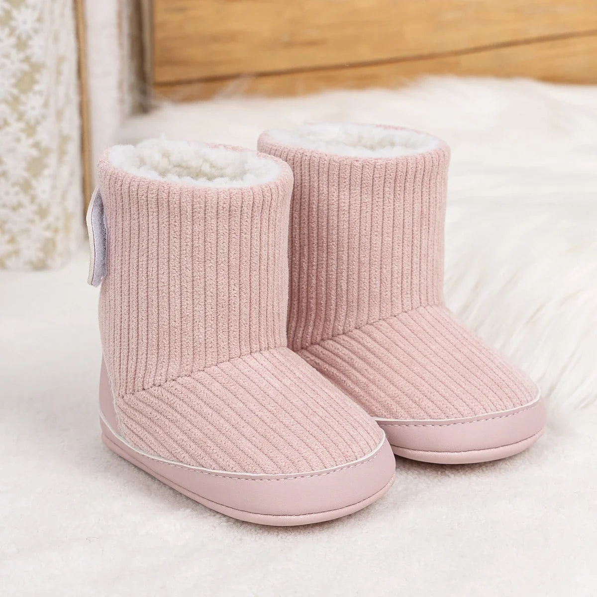 Newborn winter boots pink with faux shearling UpTrend pair on Tampa Home & Garden on Tampa Home & Garden Store