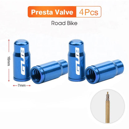 Blue aluminum valve stem caps for Presta valves, 4 pcs, by BikerZoneZ road bike accessories on Tampa Home & Garden Store